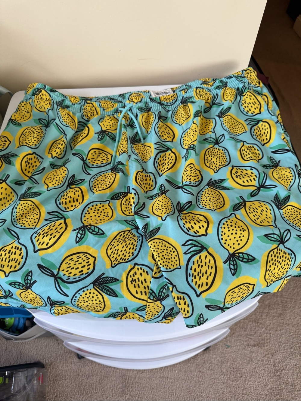 RSVLTS Yellow & Aqua Lemon-Print Swim Shorts